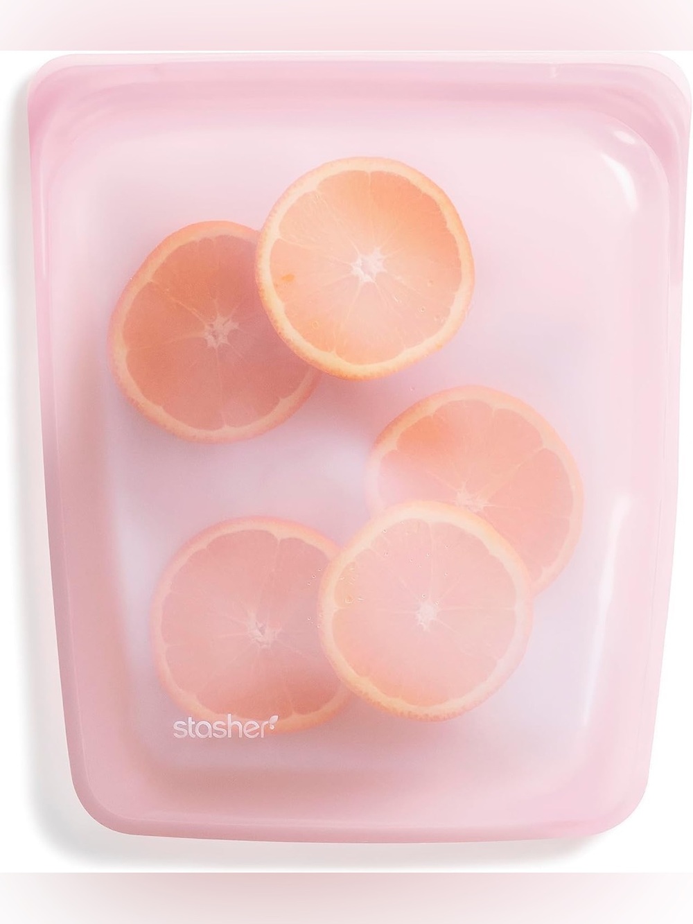 Stasher Reusable Half Gallon Silicone Food Storage Bag, Pink, 64 oz/ 0.5 Gallon